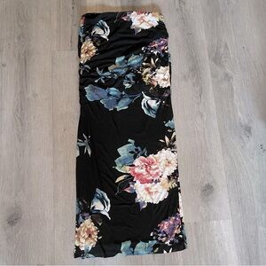 Jeans By Buffalo Floral Side Ruched Maxi Skirt Size XL